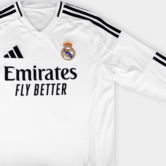 Camisa Real Madrid Home Manga Longa 24/25 - Adidas Torcedor Masculina